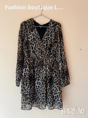 Тигрова рокля с дълъг ръкав и ластик в талията с воали и подплата S / M размер 🐅🐅🐅🐅🐅🐅