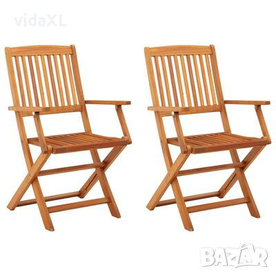 vidaXL Сгъваеми градински столове, 2 бр, евкалиптово дър(SKU:312449во масив