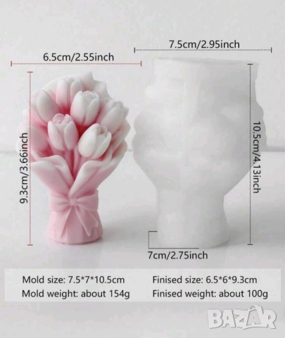 Молд букет лалета , снимка 4 - Форми - 54226166