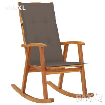vidaXL Люлеещ се стол с възглавници, акациево дърво масив（SKU:3064187, снимка 1 - Столове - 45484635
