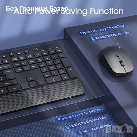Нови Безжична клавиатура и мишка с ергономичен дизайн и стойка, снимка 3 - Клавиатури и мишки - 45879045