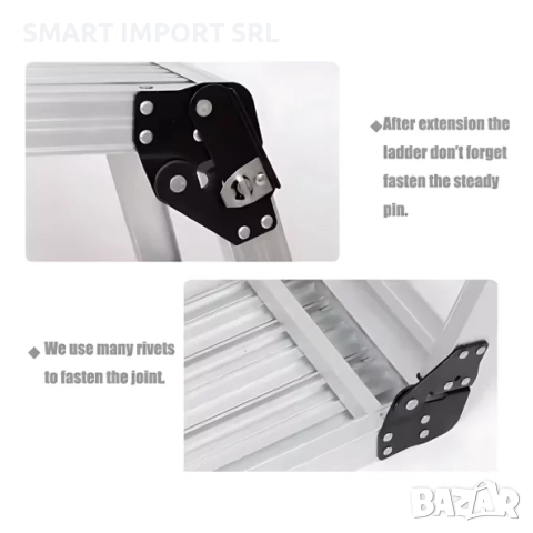 Индустриална сгъваема алуминиева стълба KMH0604, 38 см, снимка 2 - Железария - 52005983