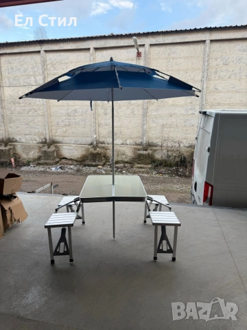 Комплект сгъваема маса с вградени 4 стола за къмпинг,риболов,пикник,туризъм, снимка 6 - Маси - 53880077