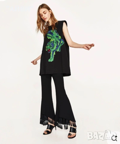 ZARA Нова дълга тениска тигър овърсайз, снимка 2 - Тениски - 54084671