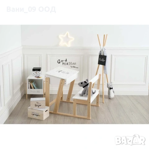 Детска пейка с чин и ракла за принадлежности, снимка 3 - Мебели за детската стая - 53925316