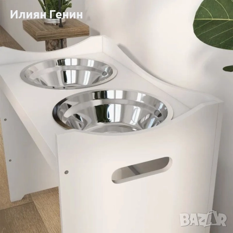 Станция за хранене на кучета PawHut, 2 купички от неръждаема стомана, снимка 6 - За кучета - 51792238