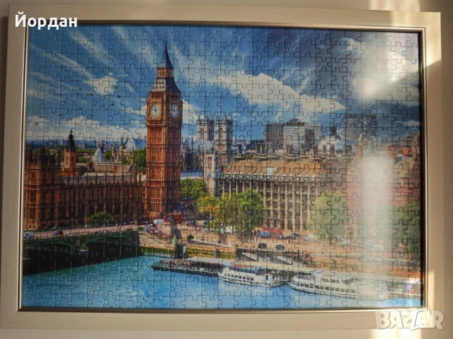 ​Картина от пъзел 500 ч. - Лондон (Биг Бен) в бяла рамка със стъкло, снимка 3 - Картини - 53093580