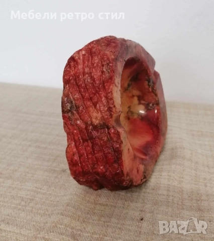 Винтидж пепелник от истински оранжев алабастър ''Romano Bianchi'' масивен, тежък, ръчно изработен., снимка 2 - Антикварни и старинни предмети - 52374855