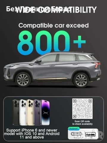 Нов Безжичен CarPlay Android Auto Адаптер USB Bluetooth за кола автомобил, снимка 6 - Друга електроника - 50466943