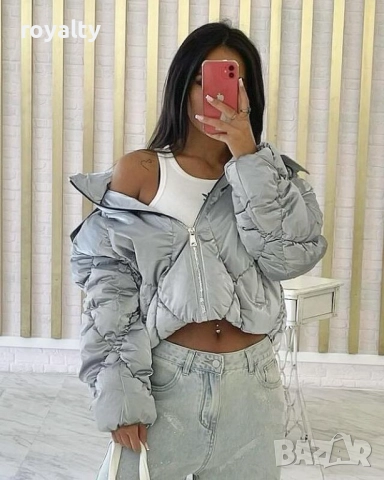 Късо Сиво Дамско Яке 