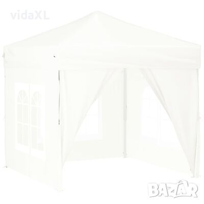vidaXL Сгъваема парти палатка със странични стени, бяла, 2x2 м(SKU:93503