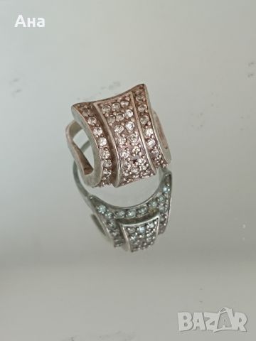 Красив сребърен пръстен с маркировка с циркони, снимка 1 - Пръстени - 46246367
