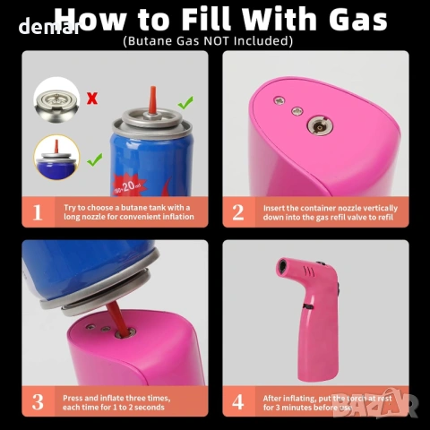 Горелка - Запалка с бутан с възможност за многократно пълнене (бутанът не е включен), снимка 5 - Други стоки за дома - 54107990