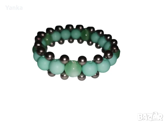 Гривна - ръчна изработка с мъниста Котешко око , снимка 2 - Гривни - 51287916