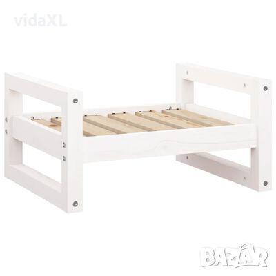 vidaXL Кучешко легло, бяло, 55,5x45,5x28 см, борова дървесина масив, снимка 1 - За кучета - 46030652