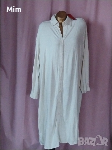 VRS  Fashion Бяла свободна дълга рокля с дълъг ръкав 