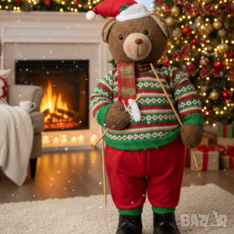 Коледно плюшено мече с пуловер и шапка – топъл акцент за празничен уют у дома, снимка 6 - Други стоки за дома - 52134262