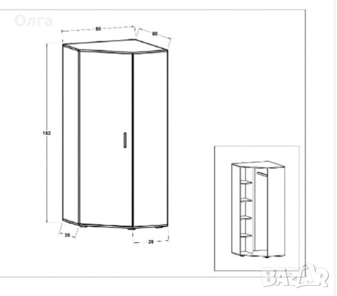 Нов ъглов гардероб , снимка 4 - Шкафове - 45110381