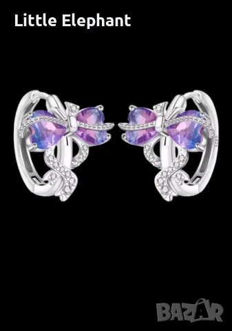 Pre order Сребърни обеци пеперуди"Luxerious jewelry,purple and pink,blue,колекция"Butterflies"/нови