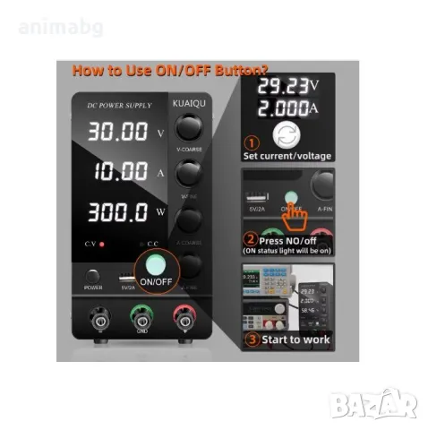 ANIMABG DC лабораторен захранващ блок станция, 120V, 3A, 300W, Черен, снимка 5 - Друга електроника - 49763193