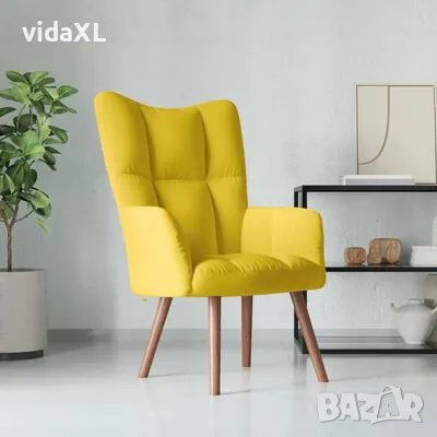 vidaXL Релакс стол, горчица жълто, кадифе(SKU:328058), снимка 2 - Столове - 48564522