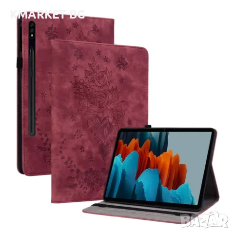 Samsung Galaxy Tab S9+ SM-X816 Butterfly Rose Кожен Калъф и Протектор, снимка 4 - Калъфи, кейсове - 48110908