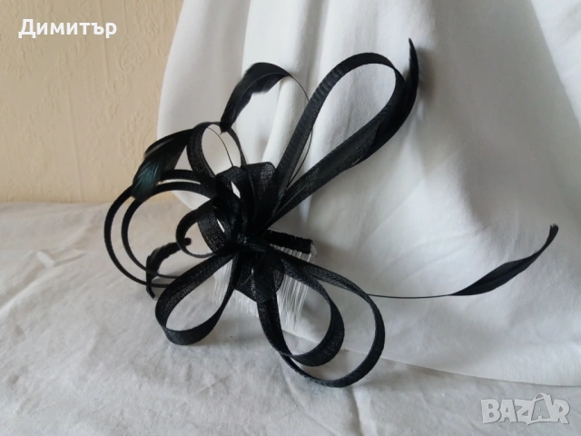 Воалетка панделка с пера, снимка 3 - Аксесоари за коса - 54248431