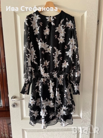 Нова елегантна ежедневна разкошна феерична рокля дълъг ръкав флорален принт цветя , снимка 3 - Рокли - 48039317