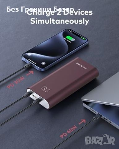 Нова 65W Бърза Зарядна Батерия: USB-C/A 20000mAh: Зарядно за Лаптоп и Телефон, снимка 3 - Оригинални батерии - 45361042