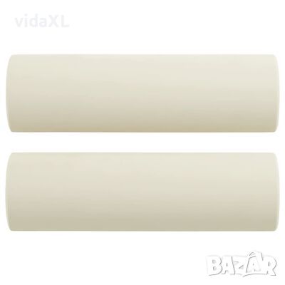 vidaXL Декоративни възглавници, 2 бр, кремави, Ø15x50 см, кадифе(SKU:349517, снимка 1 - Други стоки за дома - 45095048