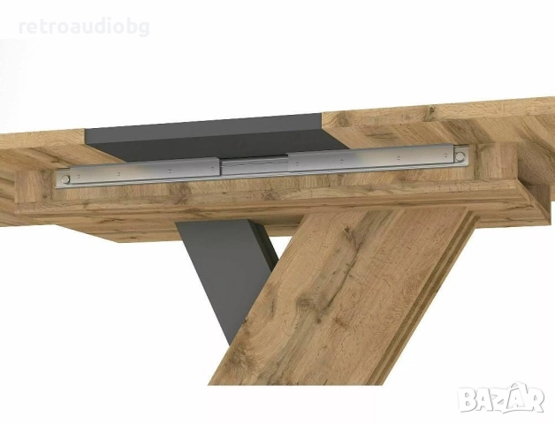  Разтегателна трапезна маса Ексел 140-180x85 дъб артисан - антрацит, снимка 4 - Маси - 52822862