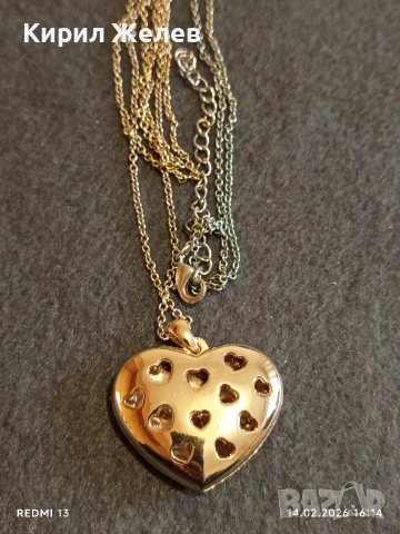 Колие с висулка във формата на сърце с инкрустирани кристали 51816, снимка 6 - Колиета, медальони, синджири - 53476621