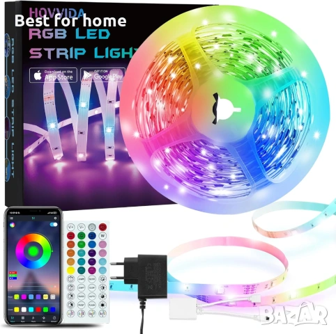 HOVVIDA LED лента 5 м, 30 светодиода/метър, 1 x 5 м, 150 светодиода, RGB LED лента 