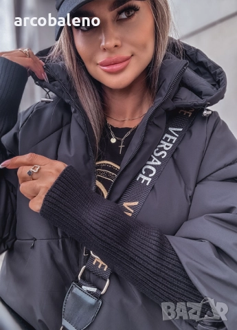 Ватирано дамско яке с качулка и ръкави тип пуловер , снимка 7 - Якета - 51782350