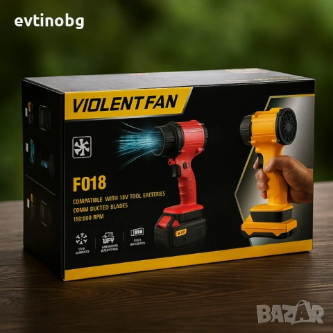 Мощен акумулаторен вентилатор Violent Fan F018 – 110,000 RPM сила за охлаждане и продухване, снимка 5 - Други стоки за дома - 53896264