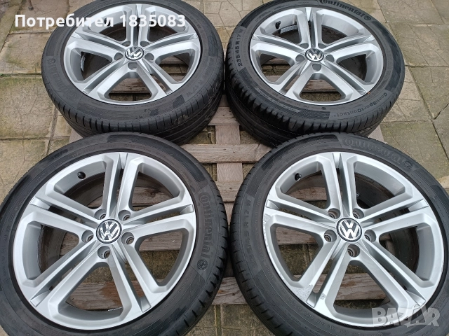 Лети джанти 17ки 5х112 VW + летни гуми 235/45/17 Continental, снимка 2 - Гуми и джанти - 52816019