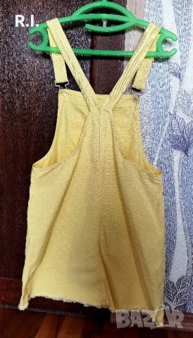 Дамски жълт гащеризон, тип рокля, снимка 2 - Гащеризони - 45335594