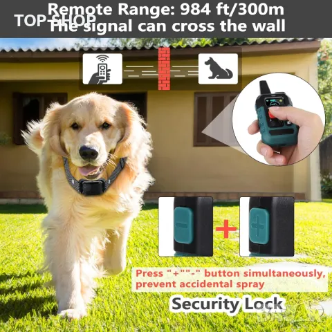 No Shock Safe Нашийник против лай за обучение на кучета с дистанционно управление 300 м обхват, снимка 8 - За кучета - 49785484