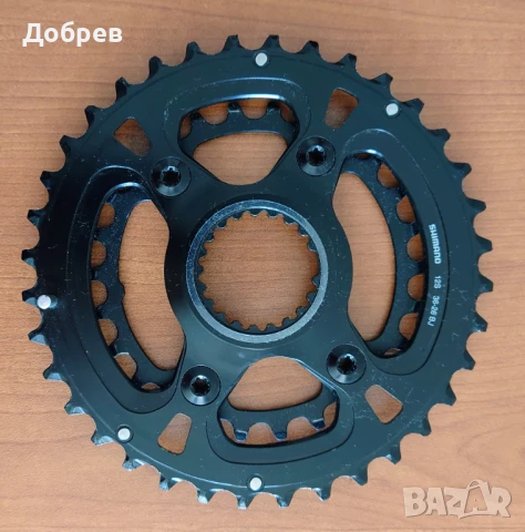 Двойна плоча 36/26 зъба за курбели Shimano серии XT FC M8100, SLX М7100 и Deore М6100 и спейсер, снимка 2 - Части за велосипеди - 41778350