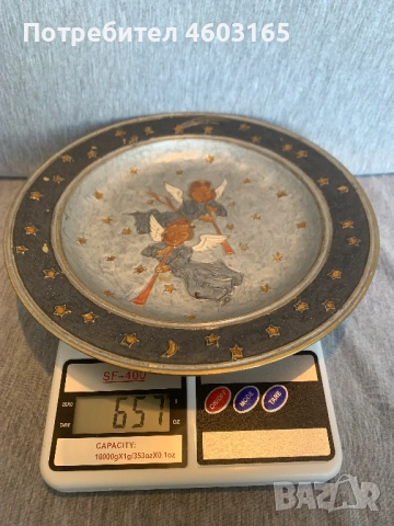 Месингова чиния за стена с   ангели, снимка 7 - Антикварни и старинни предмети - 53758152