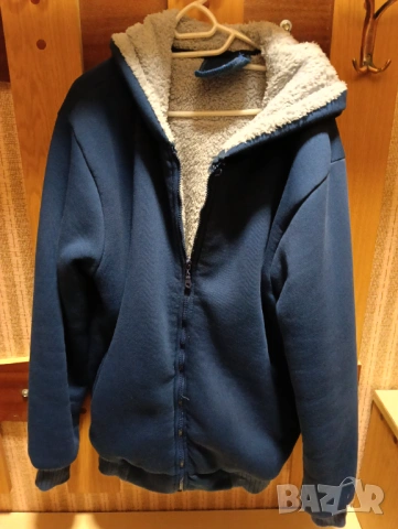 Топъл мъжки суичър с цип Rob размер M в Син цвят