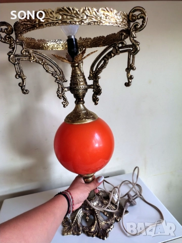 Прекрасна Голяма Стара Бронзова Лампа, снимка 6 - Антикварни и старинни предмети - 51774802