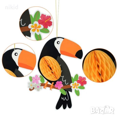 3D 3 бр папагал папагали тропически птици от картон украса декор парти рожден ден, снимка 3 - Други - 46474938