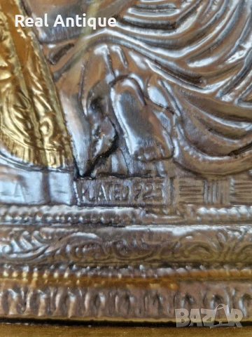 Прекрасна голяма антикварна сребърна икона със сертификат и маркировка , снимка 6 - Антикварни и старинни предмети - 51179786