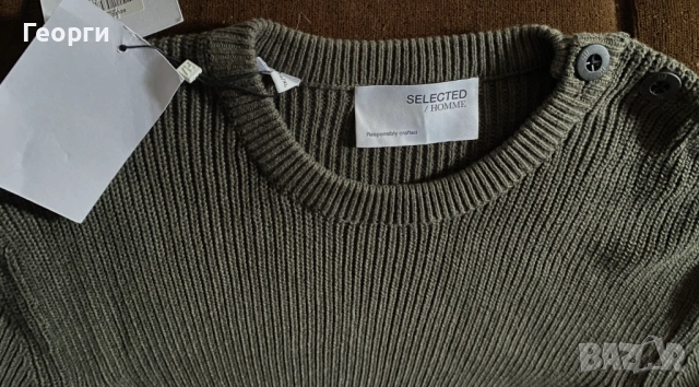 Унисекс пуловери от рипсено плетиво в цвят каки с кръгло деколте, снимка 16 - Пуловери - 52288510