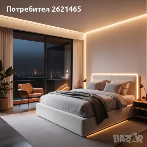 Неонова LED лента 1, 3 или 5 метра, димируема светодиодна лента, топла бяла, водоустойчива, снимка 6 - Лед осветление - 49408130