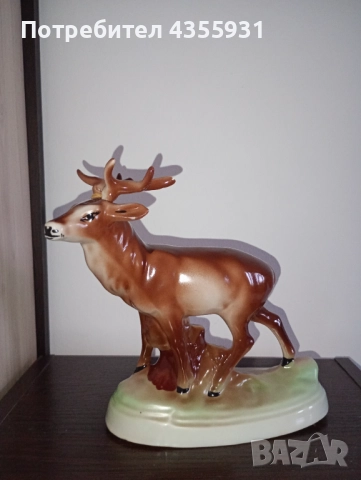 Голям стар порцелан фигура елен стар български порцелан статуетка , снимка 3 - Антикварни и старинни предмети - 52692138