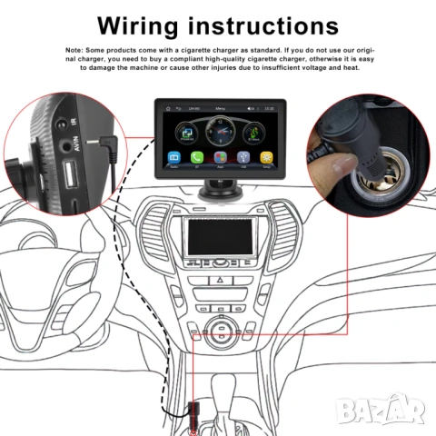 Монитор 7" Преносима мултимедия за автомобил, безжичен CarPlay, Android Auto, за кола, снимка 8 - Аксесоари и консумативи - 53848536