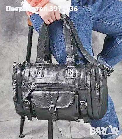 Черни пътни чанти от еко кожа, снимка 2 - Чанти - 51548706
