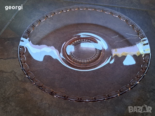 стъклен поднос цветно розово стъкло     26/2, снимка 6 - Аксесоари за кухня - 50598302